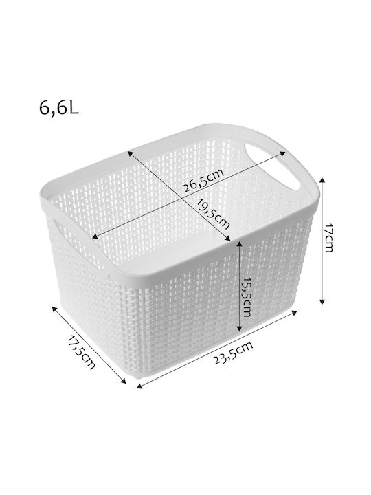 Kadax Storage Basket Plastic White 6.6lt 1pcs