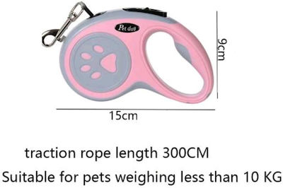 Foldable Dog Leash/Lead Strap in Pink color 3m up to 10kg