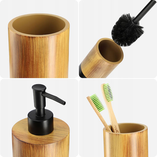 Kadax Kadax Badezimmerzubehör-Set Hölzernes Schwarzes