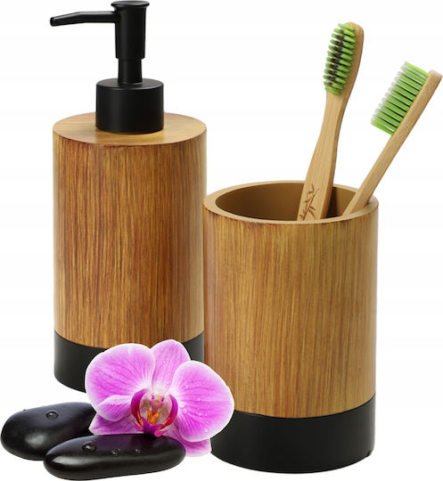Kadax Set Accesorii Pentru Baie Din Lemn Negru