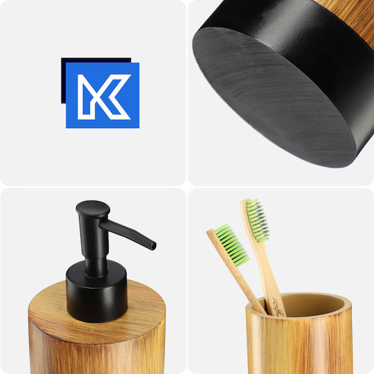 Kadax Set Accesorii Pentru Baie Din Lemn Negru