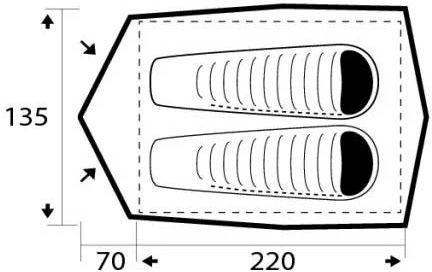 Trimm Καλοκαιρινή Σκηνή Camping Igloo Χακί για 2 Άτομα 290x135x105εκ.