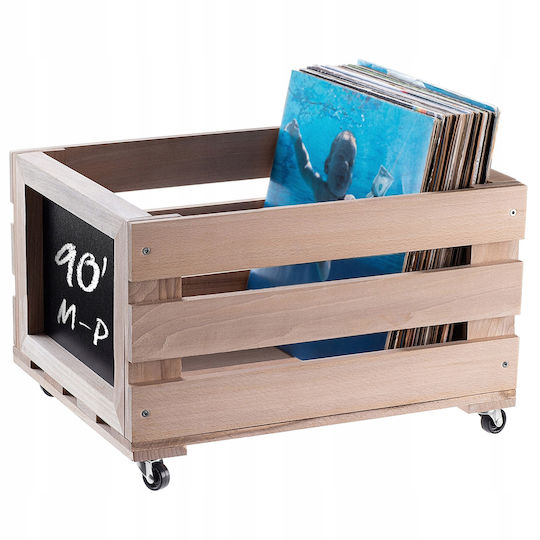 Kadax Vinyl Record Storage Box 45x36cm Container Stand Wheels