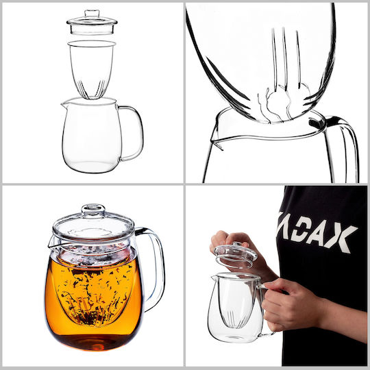 Kadax Τσαγιέρα με Φίλτρο Γυάλινη 600ml