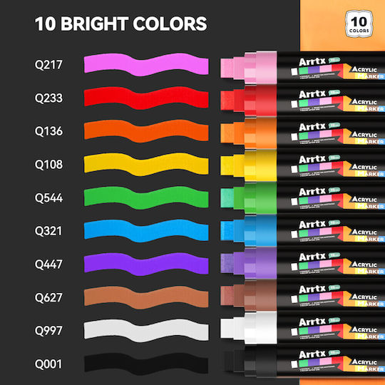 Arrtx 10 Ακρυλικοί Μαρκαδόροι Basic Colours Jumbo