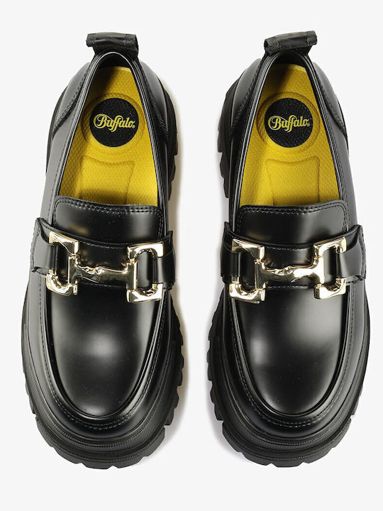 Aspha Δερμάτινα Γυναικεία Loafers σε Μαύρο Χρώμα