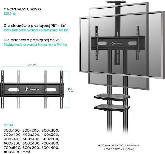 Onkron TV Mount Floor up to 86" and 90kg Black