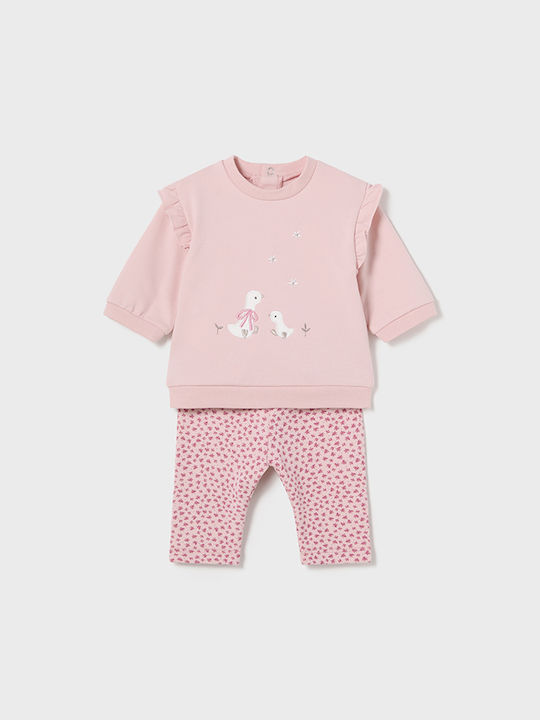 Mayoral Kids Set with Leggings Winter 4pcs Baby Pink