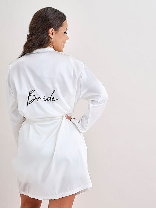 Bride Robe White Black Letters