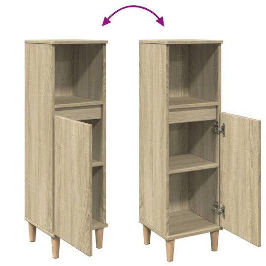 vidaXL Wall Hung Cabinet Bathroom Column Cabinet L30xD30xH100cm Sonoma