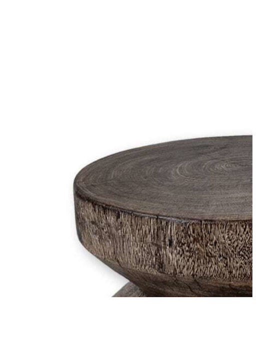 Round Side Table made of Solid Wood Black L45xW45xH40cm