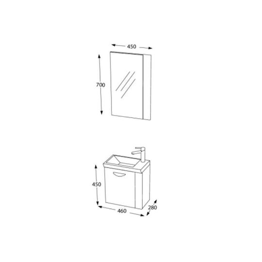 Hatz Cabinet de chiuveta cu oglindă L46xl28xH45cm Alb Hatz Cabinet de chiuveta cu oglindă L46xl28xH45cm Alb