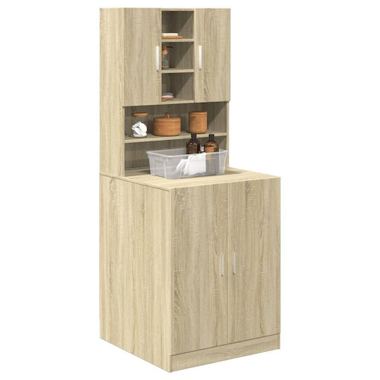 vidaXL Wall Hung Cabinet Bathroom Column Cabinet for Washing Machine Sonoma