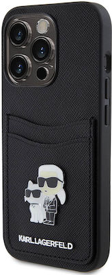 Karl Lagerfeld Saffiano Cardslot Karl&choupette Plastic Back Cover Black (iPhone 15 Pro)