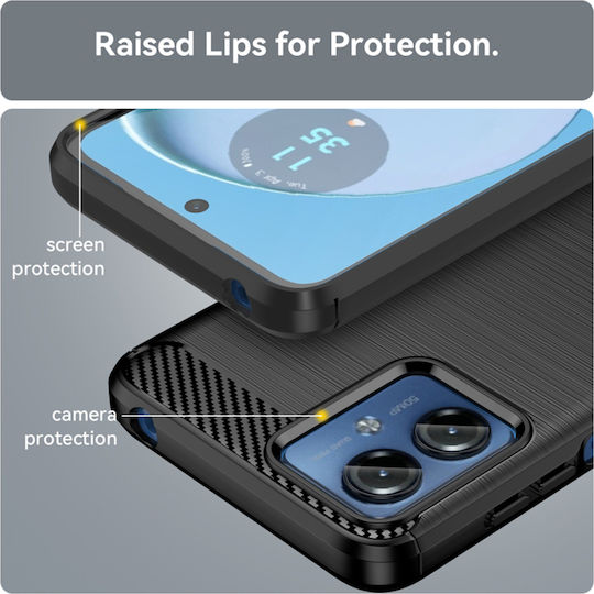 Techsuit Carbon Back Cover Silicone Black (Motorola Moto G14)