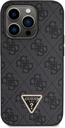 Guess Metal Logo Umschlag Rückseite Metallisch mit Band Schwarz (Apple iPhone 14 Pro)