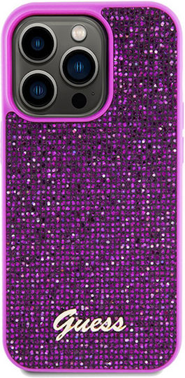 Guess Disco Metal Script Umschlag Rückseite Kunststoff Fuchsie (iPhone 14 Pro)