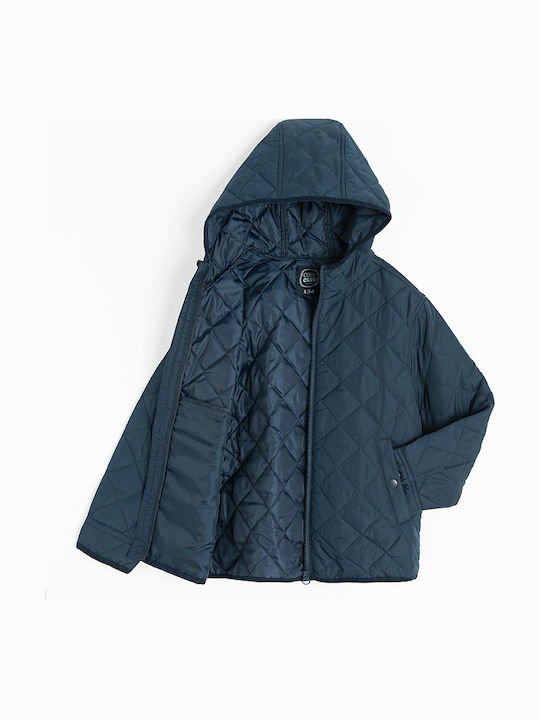 Kids Casual Short Hooded Blue Coat