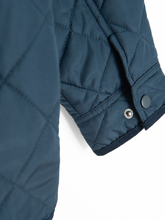 Kids Casual Short Hooded Blue Coat