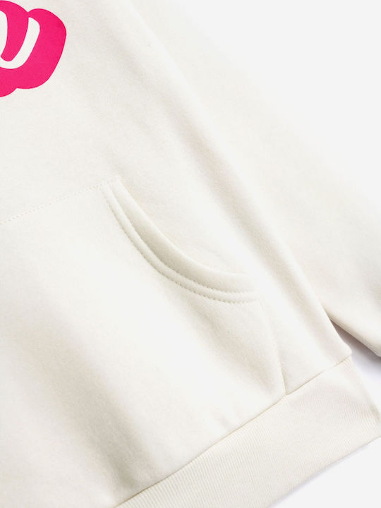 Kids Sweatshirt with Hood and Pockets Ecru