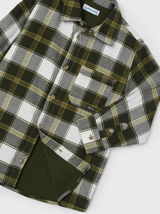 Kids Checked Shirt Long Sleeve Khaki
