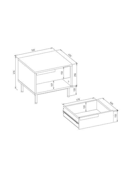 Bedside Table Suzy Wooden Beige 50x45x41.6cm GP042-0260 1
