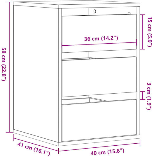 Wooden Storage Drawers M40xW41xH58cm