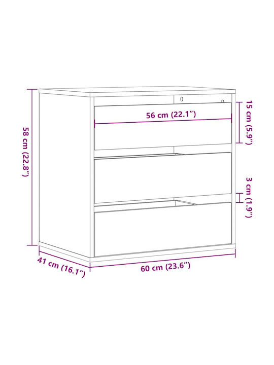 Drawers Storage Wooden L60xW41xH58cm
