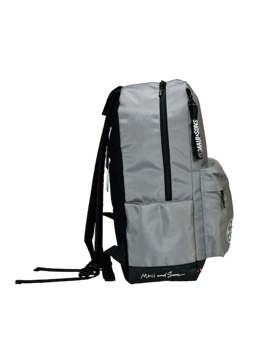 Maui & Sons School Bag Backpack Junior High-High School Gray with Water Bottle Holder 23Liters