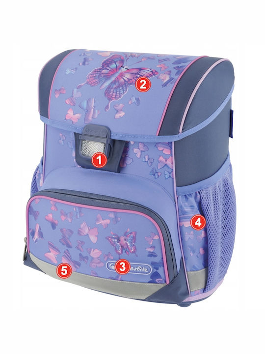 Herlitz Loop Plus Ghiozdan Scoala de Spate Scoala Primară Lila cu Husă pentru Sticlă de Apă 16 Litri