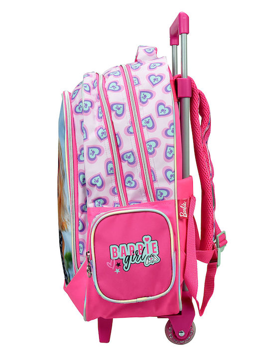 Gim Barbie Holographic School Bag Trolley Elementary, Elementary Pink with Water Bottle Holder 27Liters