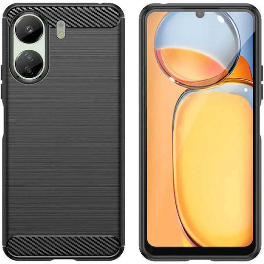 Hurtel Carbon Back Cover Silicon Negru (Redmi 13C / Poco C65 4G)