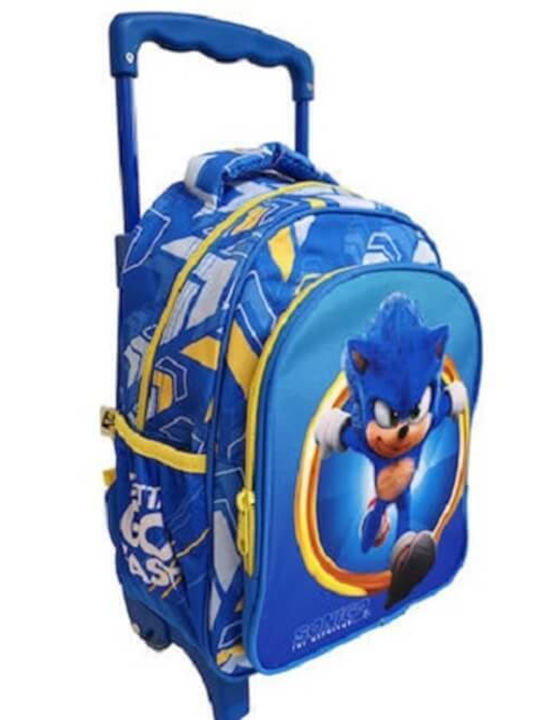 Gim Sonic Σχολική Τσάντα Τρόλεϊ Νηπιαγωγείου Μπλε με Θήκη για Παγούρι 12lt