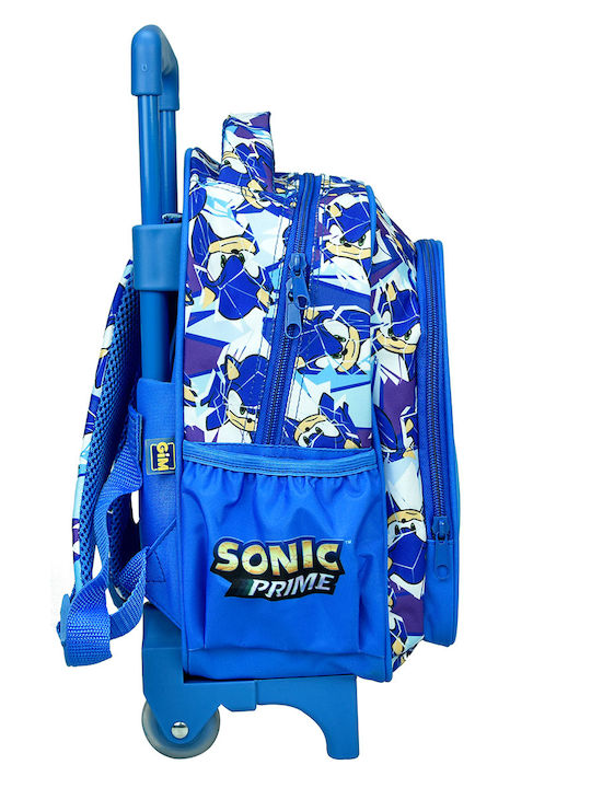 Gim Sonic Σχολική Τσάντα Τρόλεϊ Νηπιαγωγείου Μπλε με Θήκη για Παγούρι 12lt