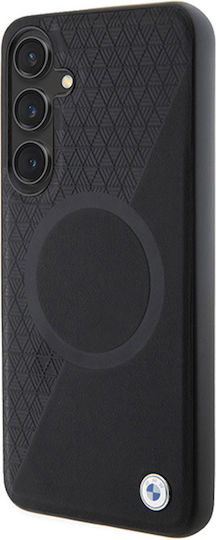 BMW Signature Leather Half Textured & Circle Magsafe Back Cover Πλαστικό / Δερμάτινο Μαύρο (Galaxy S24+)