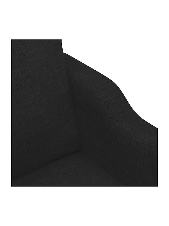 Living Room Furniture Set 3-Seater & 2-Seater & Armchair & Stool Black