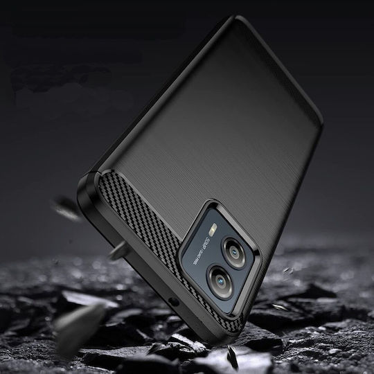 Techsuit Carbon Umschlag Rückseite Silikon Schwarz (Motorola Edge 50 Fusion)