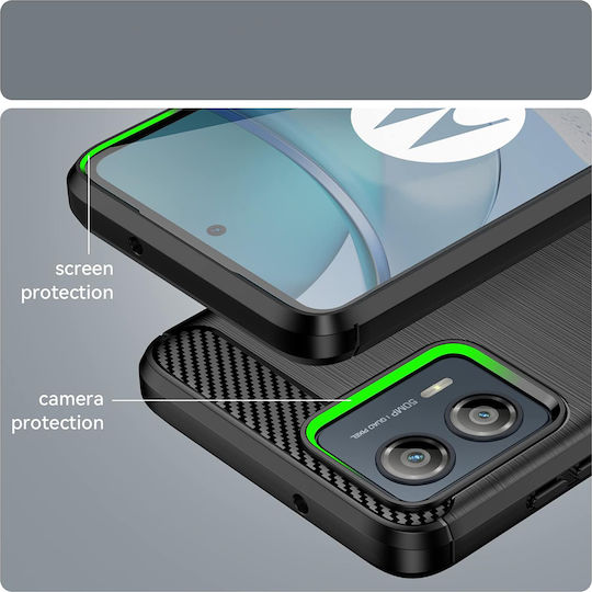 Techsuit Carbon Umschlag Rückseite Silikon Schwarz (Motorola Edge 50 Fusion)