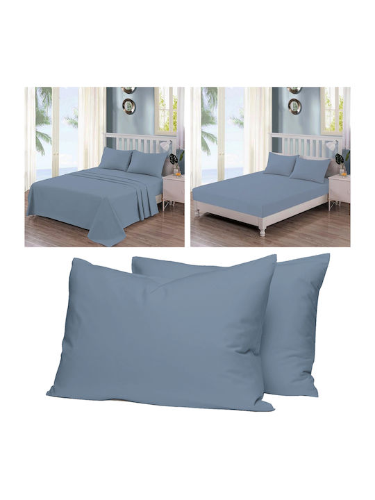 Casa Colori Σεντόνι Ημίδιπλο με Λάστιχο 120x200+30εκ. Petrol