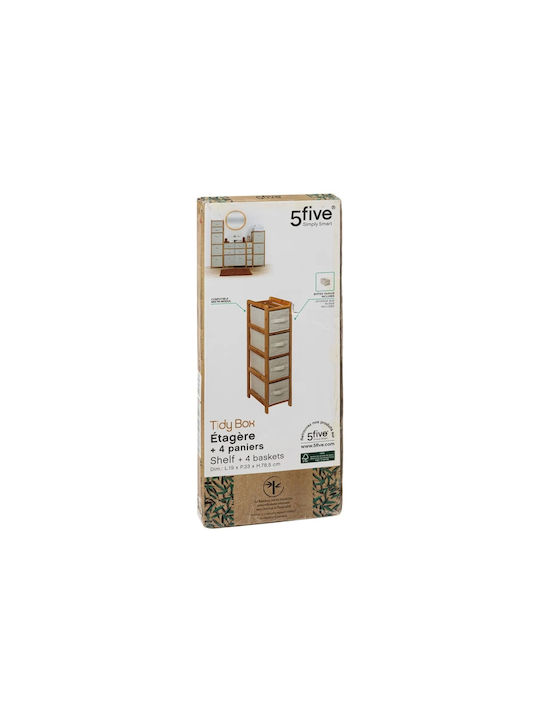 Storage Drawers F-v Tidy Made of Wood & Fabric with 4 Drawers L33xW19xH78.5cm