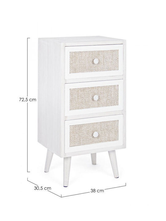 Schubladen Aufbewahrung Montiel mit 3 Schubladen L38xB30.5xH72.5cm