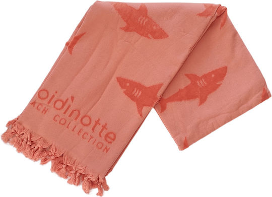 Noidinotte Beach Towel Cotton Orange with Fringes 170x90cm. Shark