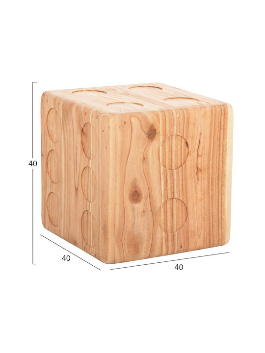 Stool For Living Room Wooden Natural 40x40x40cm