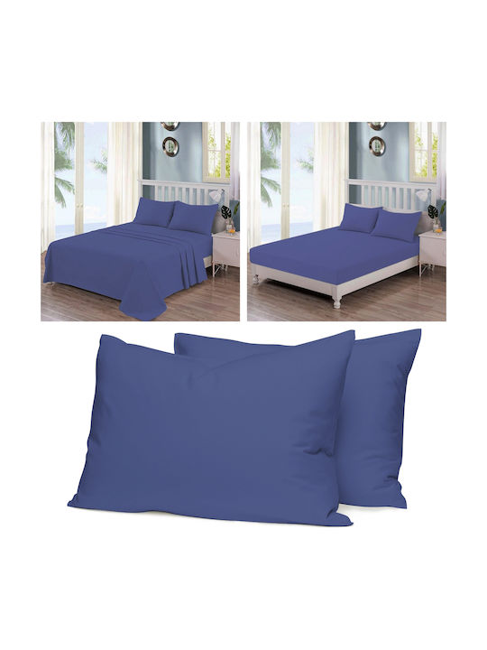 Casa Colori Σετ Μαξιλαροθήκες με Φάσα Blue 50x70εκ.