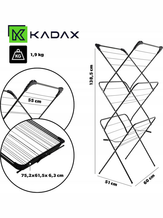 Kadax Klappbar Wäscheständer Boden mit einer Länge von 15m