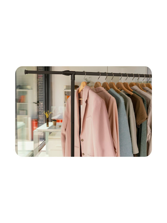 Massido Wheeled Floor Garment Rack made of Metal Black