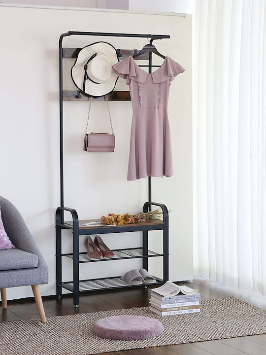 Leobert Floor Garment Rack made of Wood Black
