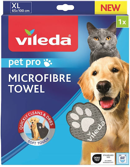 Vileda Pet Pro Πετσέτα για Καθαρισμό Σώματος Σκύλου Γκρι 65x65cm