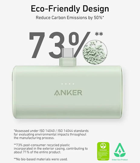 Anker Nano Power Bank 5000mAh 22.5W με Θύρα USB-C Μαύρο