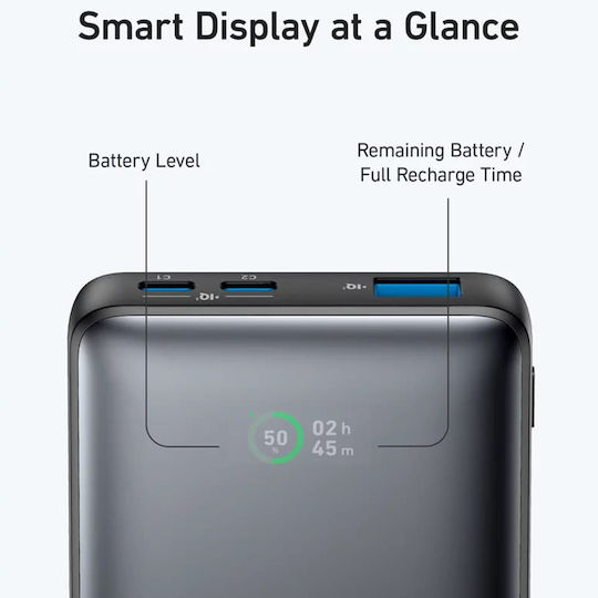 Anker Powercore 533 10000mAh 25W με Θύρα USB-A και 2 Θύρες USB-C Power Delivery / Quick Charge / PPS Μαύρο